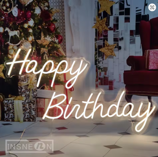 Letrero Neón LED "Happy Birthday" 45x20cms