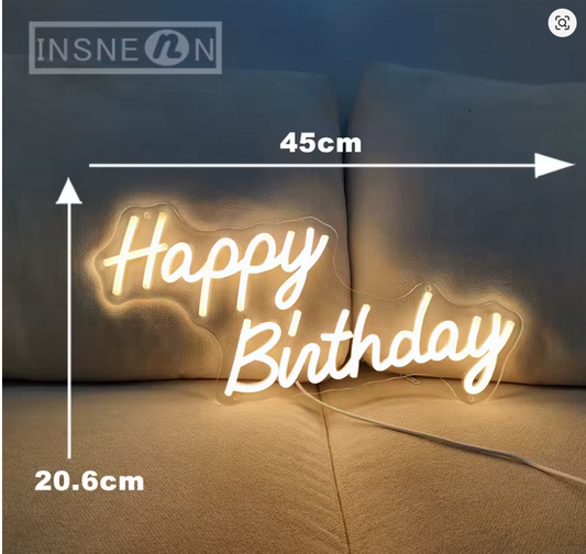 Letrero Neón LED "Happy Birthday" 45x20cms