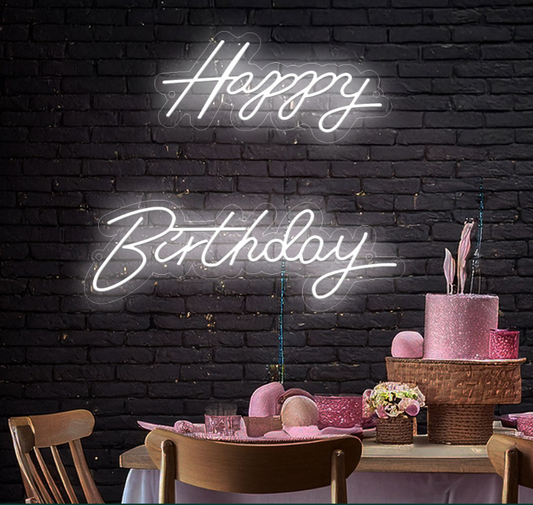 Letrero Neón LED "Happy Birthday" 58x19cms